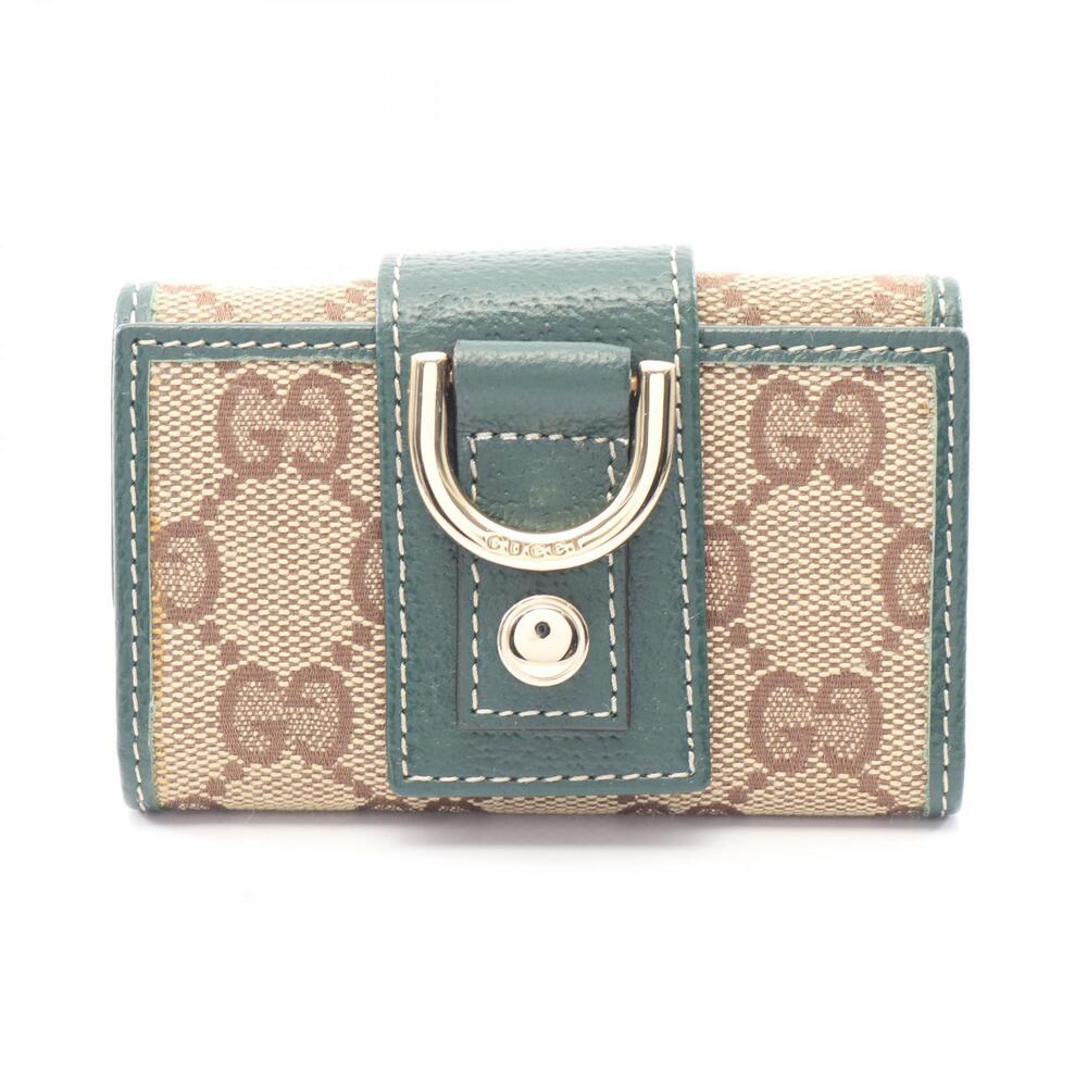 Gucci GG Canvas Case Accessory Leather Beige Green